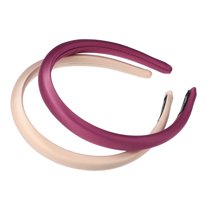 Vocoste 2 Pcs Solid Simple Silk Hair Headbands for Women Light Pink Rose Purple 0.59"