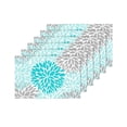 thumbnail image 4 of MKHERT Dahlia Pinnata Flower Turquoise Blue and Gray Placemats Table Mats for Dining Room Kitchen Table Decoration 12x18 inch,Set of 6, 4 of 4