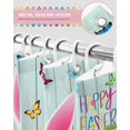 thumbnail image 5 of Easter Shower Curtains for Bathroom Spring Bunny Eggs Fabric Shower Curtain with Hooks, Rustic Wood Shower Curtain Set, Teal Bathroom Curtains Decoration, Waterproof Polyester, 36"x72" Long, 5 of 5