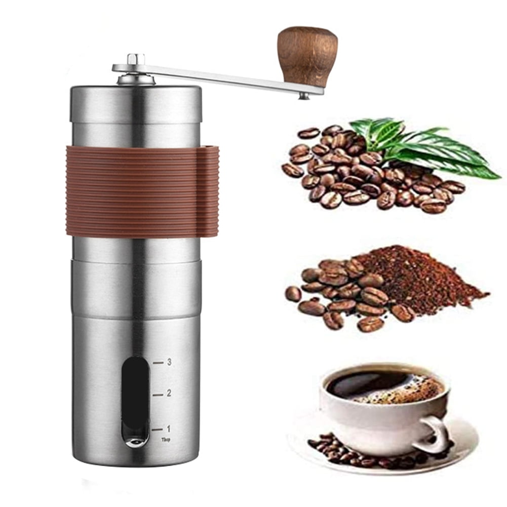 Manual Coffee Grinder with Stainless Steel Handle Portable and Adjustable Whole Bean Burr Coffee Grinder for Drip Coffee French Press Hand Coffee Grinder Lightweight Espresso Turkish Brew 