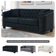 thumbnail image 6 of BUIORD 77" Velvet 3 Seater Couch, Modern Chesterfield Sofa for Living Room, Velvet Couch with Upholstered Tufted Backrests, Nailhead Arms & 4 Cushions, Black, 6 of 9