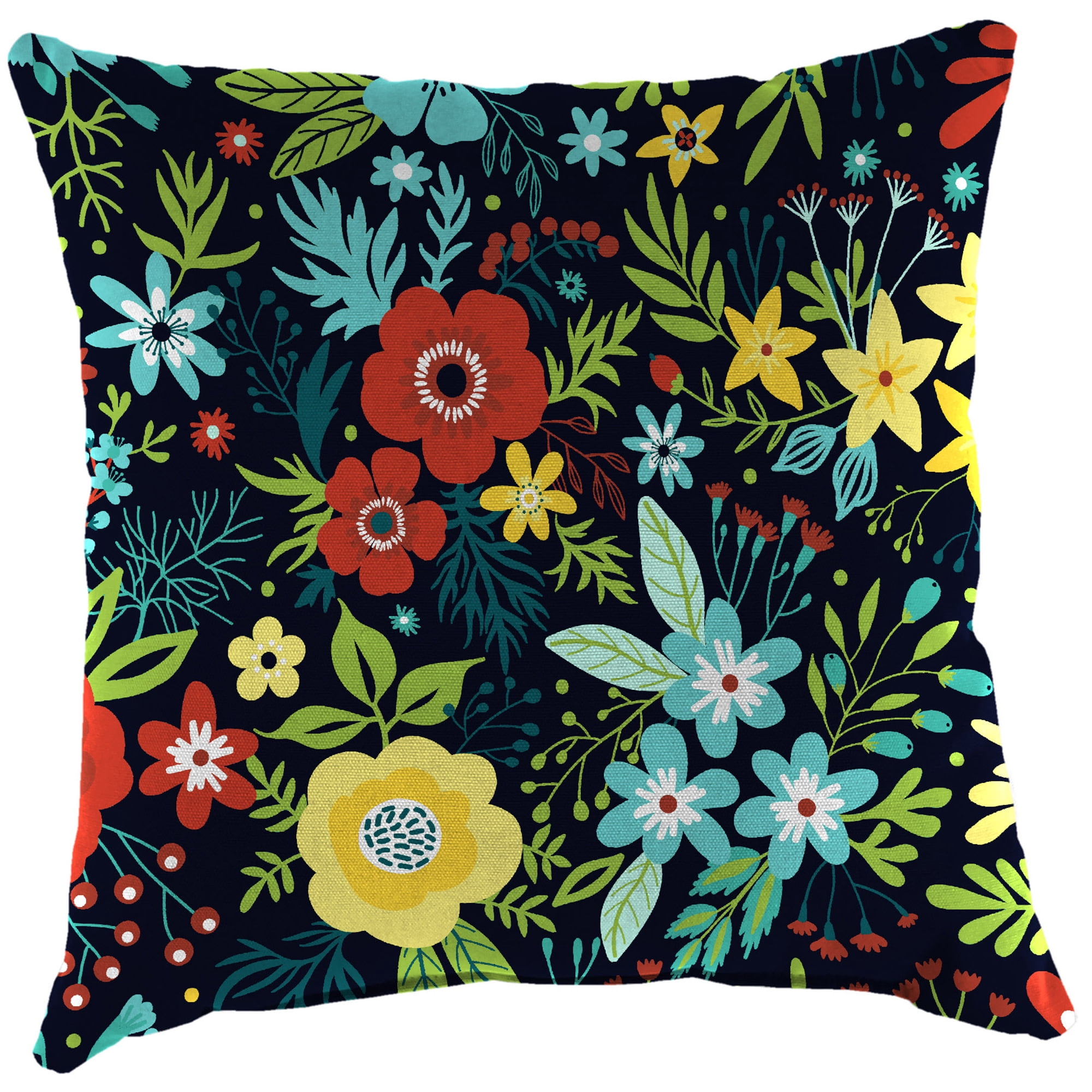 Jordan Manufacturing 22" x 22" Black Floral Black Floral Square Outdoor Throw Pillow (2 Pack)