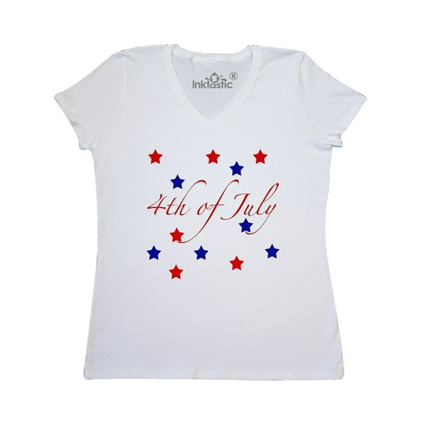 INKtastic 4th Of July Stars Women's VNeck TShirt