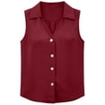 thumbnail image 4 of CUSTG Women Casual Shirts Simple Solid Color Sleeveless Collared Blouse Button Down Shirt Lightweight Summer Tops Work Vacation Dailywear, 4 of 4