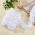 thumbnail image 4 of White 3-Layer Pleated Chiffon Lace Trim 4 Inch Width Ruffled Satin Organza Lace Fabric Frills Wide Mesh Tulle Woven Ruffle Fringe for Sewing Clothing Curtain Wedding Decor Dress Crafts DIY, 4 of 9