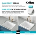 thumbnail image 5 of Kraus Turino 24 inch Drop-In Undermount Fireclay Single Bowl Kitchen Sink with Thick Mounting Deck in Gloss White, 5 of 14