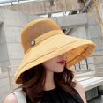 thumbnail image 2 of Hat, Mother's Day Women Cotton Wide Brim Sun Hat Metal Wire Brim Summer UV Protection, 2 of 4