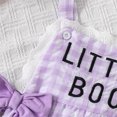 thumbnail image 6 of lnmuld Girls Little Boo Ghost Solid Gingham Suspender Overalls Flare Bell Bottom Pants Halloween Lace Bow Decor Kids Casual Jumpsuit Trousers 12-18 Months,Purple, 6 of 9