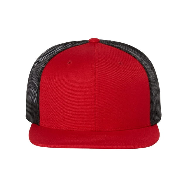 Richardson Casquette Camionneur à Visière Plate en Mélange de Laine, Taille Unique, Rouge-Noir
