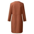 thumbnail image 5 of asdoklhq Holiday Dresses for Women Fashion Round-Neck Pockets Button Dress Solid Long Sleeve Dress Brown XL, 5 of 5