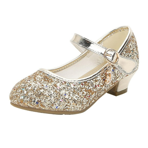 Amzcrzy Girls Shoes 4-16 Years Mary Janes Dress Shoes Strappy Glitter High Heels for Girls Party Wedding Prom Princess Shoes for Toddler/Little Girl/Big Girl