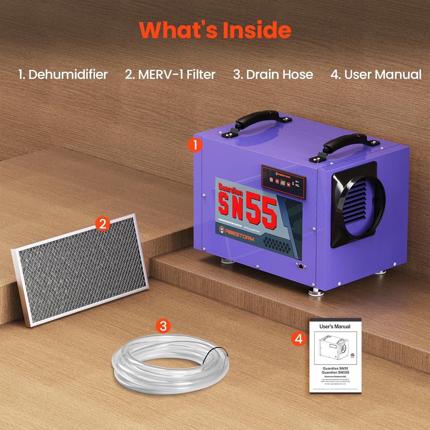 ABESTORM 113 Pint Crawl Space Dehumidifiers Commercial Dehumidifier with Hose, up to 1,200 Sq.ft