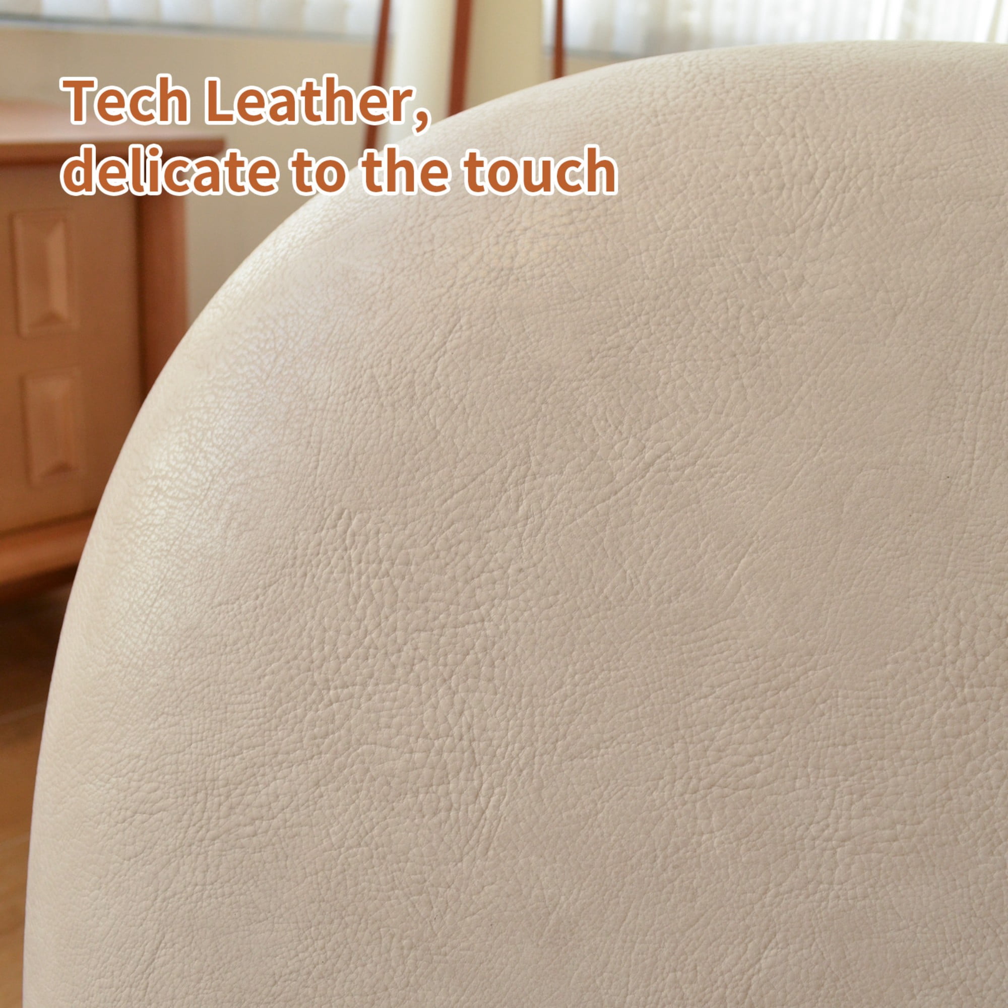 BSHTI 28.4" Faux Leather Upholstered Accent Chair with Pillow, Comfy Armless Design, Wood Legs for Living Room(Cream)