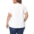 thumbnail image 4 of Women's Plus Blouses Notched V Neck Short Petal Sleeve Shirts Casual Dressy Tops 5X White, 4 of 6