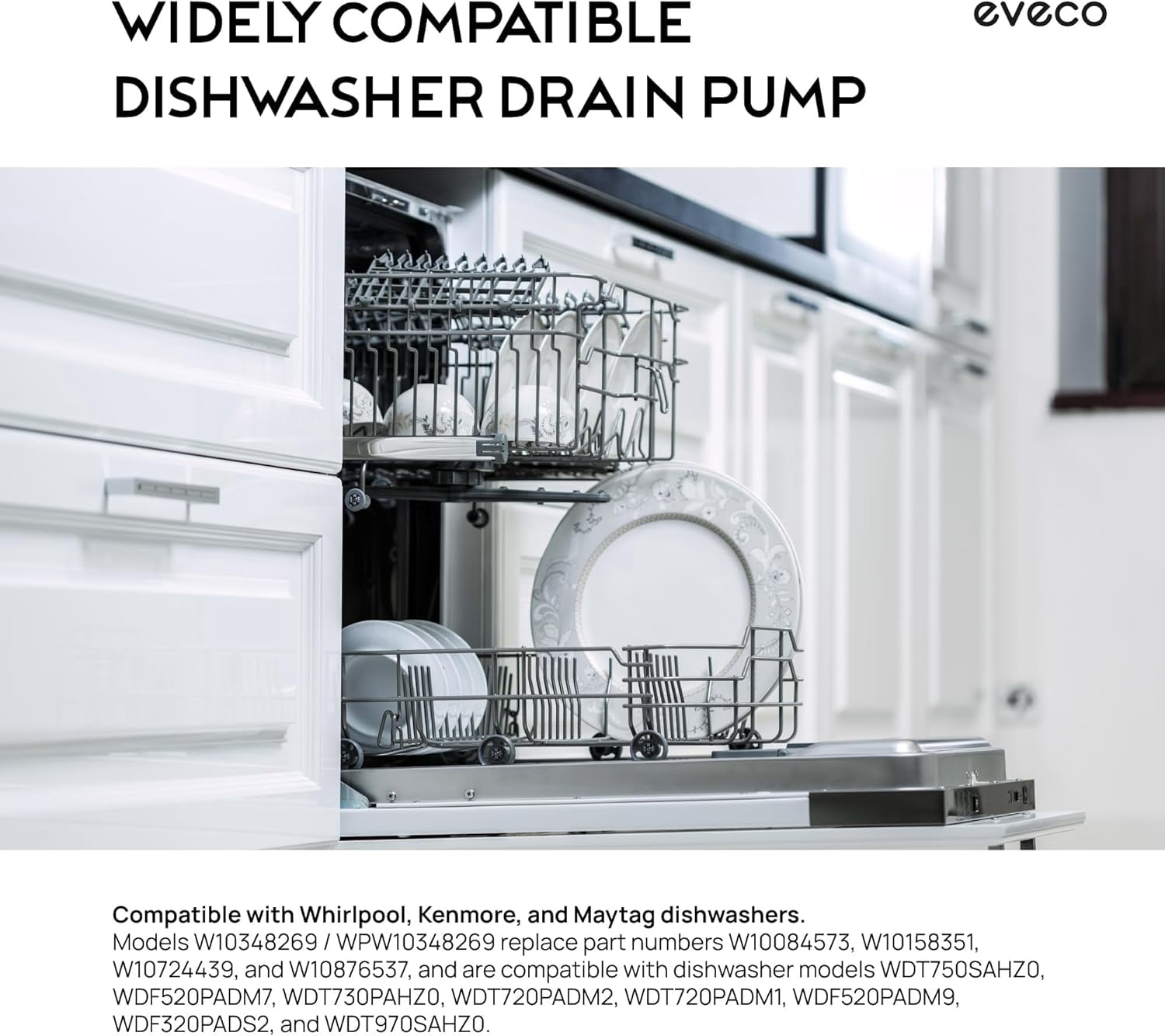 Dishwasher Drain Pump Replacement - Compatible with Whirlpool Kenmore Maytag Kitchen Aid Dishwashers