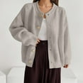 thumbnail image 2 of IWRICH Women's Cardigan Sweaters Casual Lightweight Long Sleeve Button up Coats Crewneck Knit Fall Outwear Beige XXL, 2 of 4