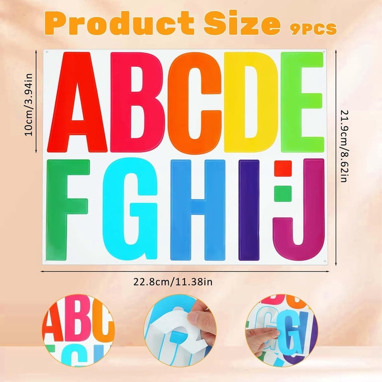 12 Sheets Large 4 Inch Alphabet Stickers - Self-Adhesive Vinyl Letter & Number Stickers For Posters, Mailboxes
