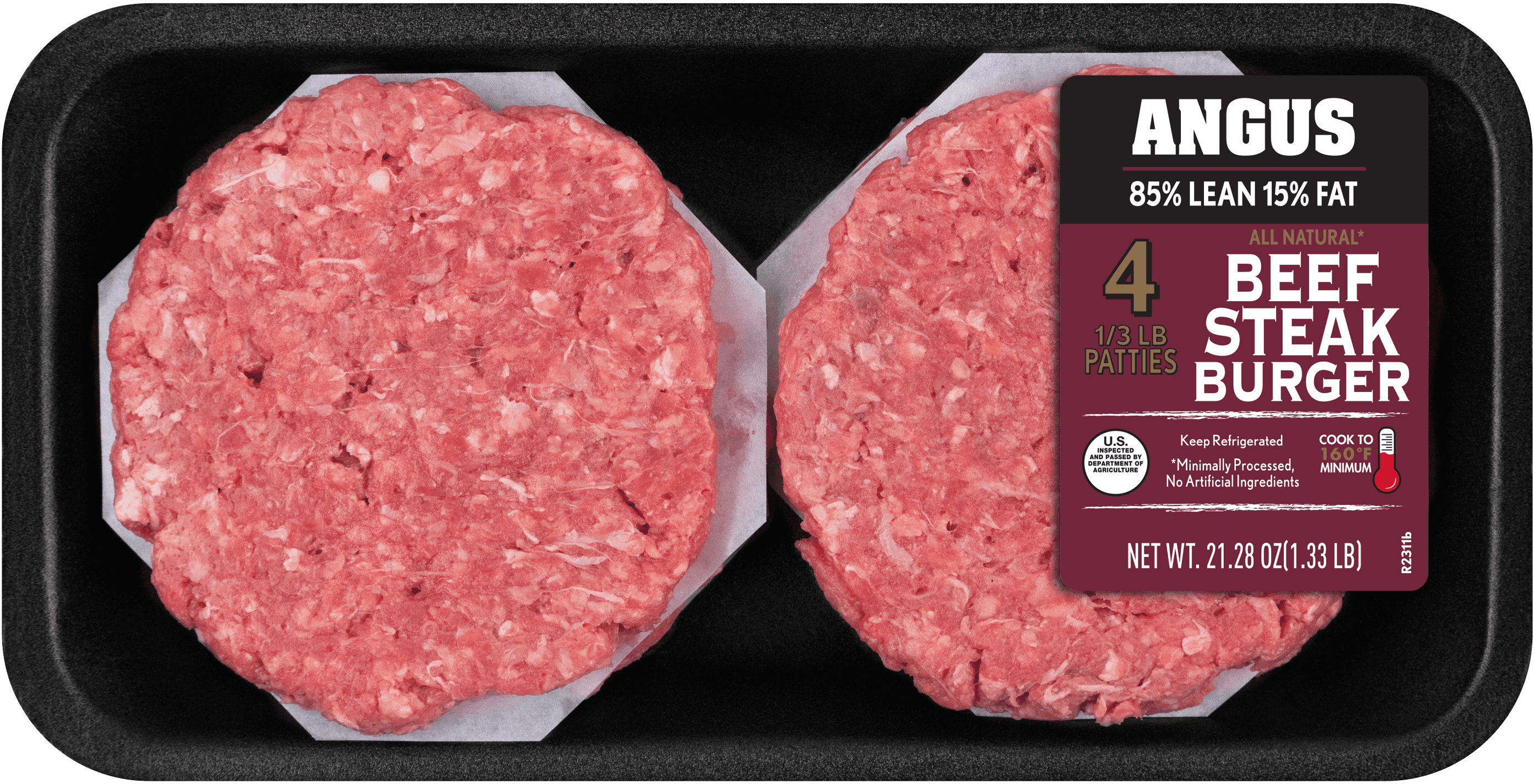 All Natural 85 Lean 15 Fat Angus Ground Beef Burgers 4 Count 1 33 all-natural-85-lean-15-fat-angus-ground-beef-burgers-4-count-1-33