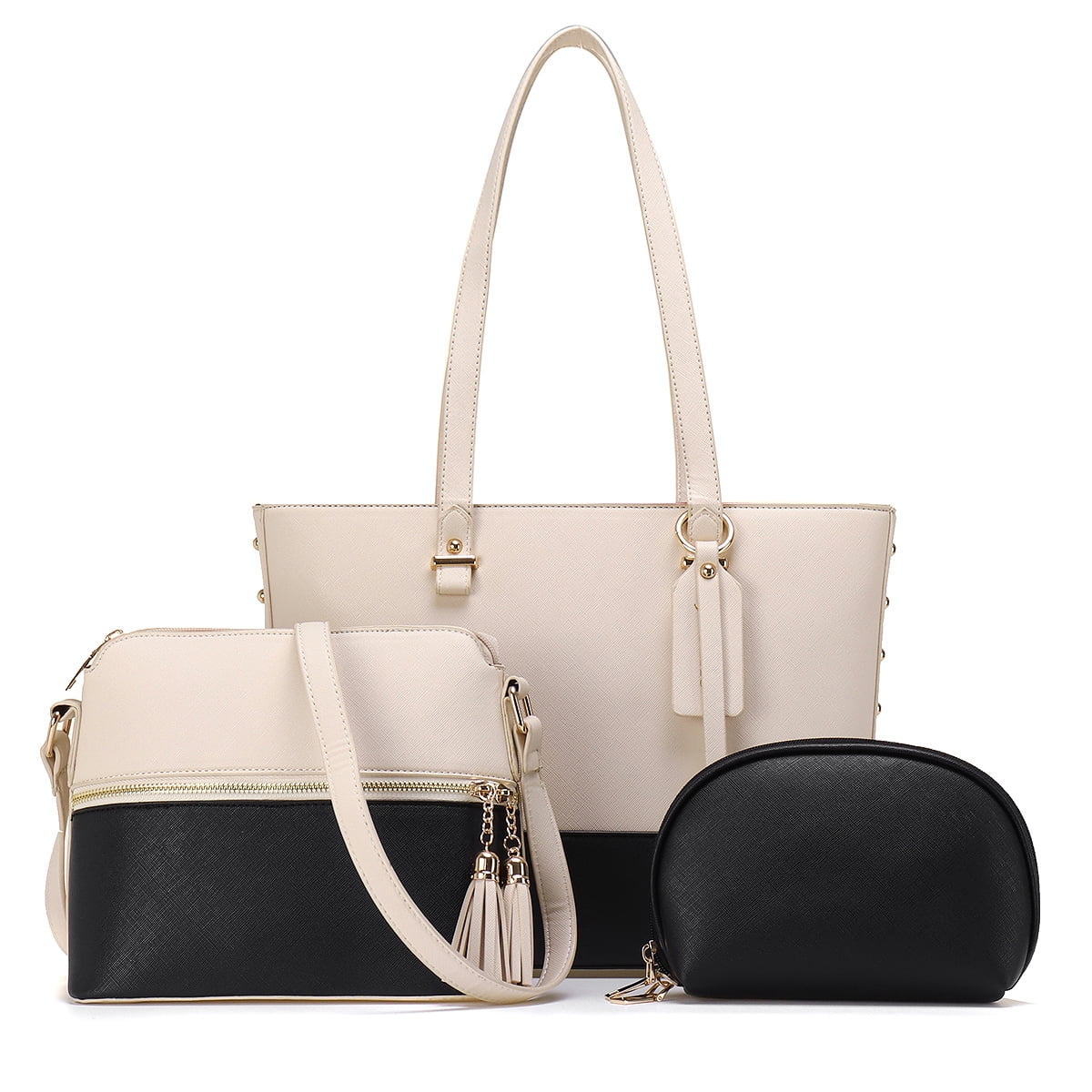 Women Fashion Handbags Tote Shoulder Bags Top Handle Satchel Purse Vegan Leather Handbags Set 3pcs 