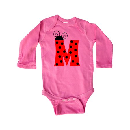 

Inktastic Cute Lady Bug Initial M Gift Baby Boy or Baby Girl Long Sleeve Bodysuit