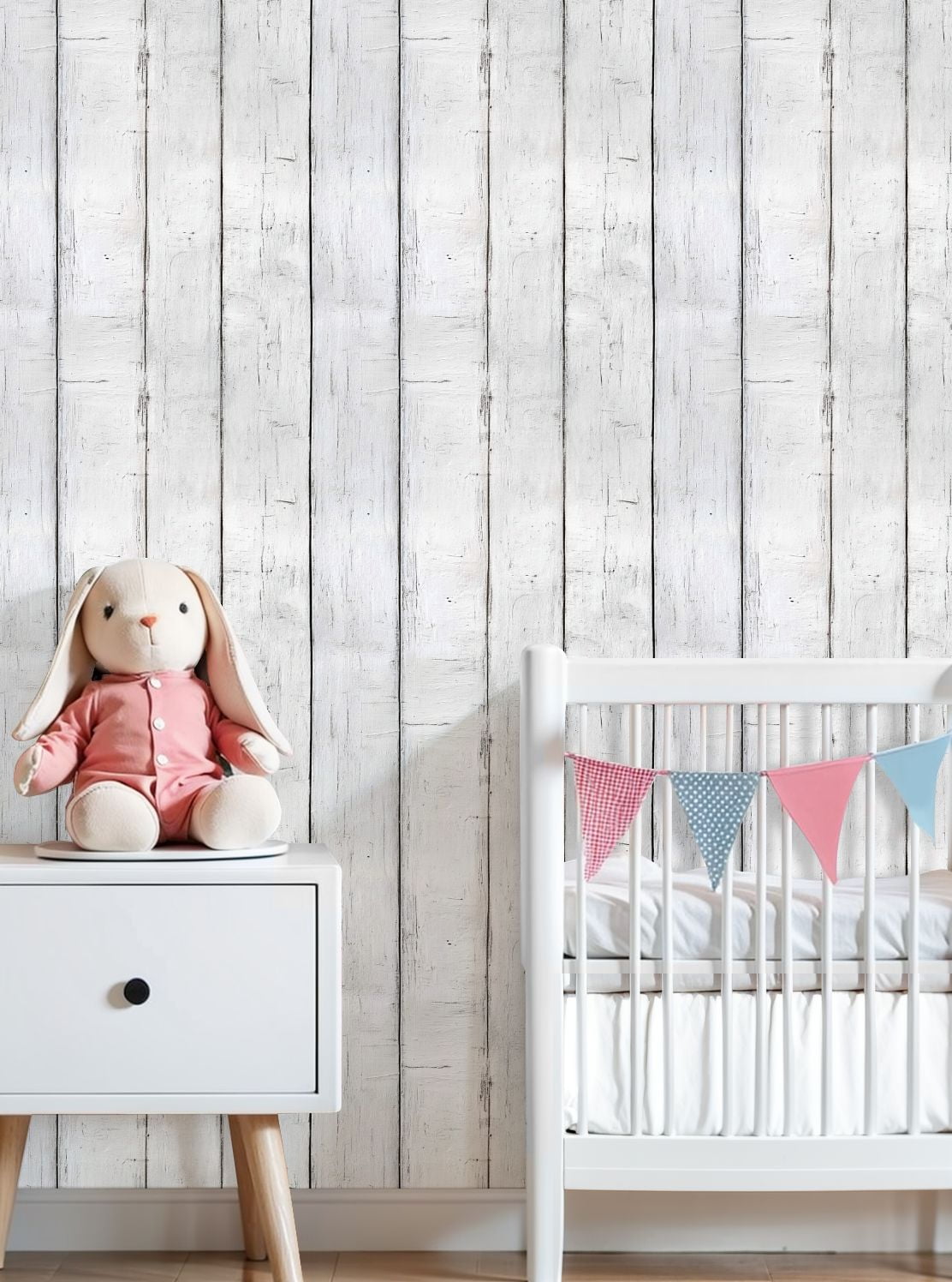 Vintage Peel and Stick Wallpaper White Wooden Plank Texture Distressed Aged Surface Wall Mural 23.6in x 9.8ft Removable Wall Paper Renter Friendly Wallpaper for Nursery Bedroom Cabinets
