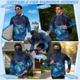 thumbnail image 5 of SEANATIVE Men's Hooded Fishing Shirt Sun Protection Full Coverage Running Fishing Hoodie UV Protection Long Sleeve Hiking Clothes with Mesh Face Mask, M, Sea Turtle Flower Galaxy Blue, 5 of 7