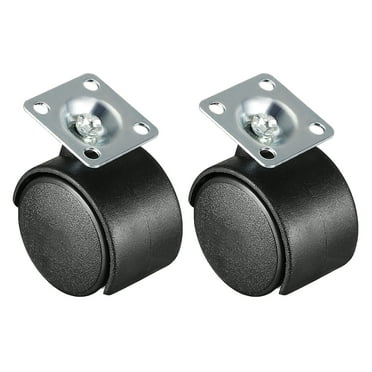 Unique Bargains 2Pcs 2 inch Office Chair Casters Nylon Twin Wheel,Top Plate Mount Swivel Caster Black