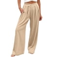 thumbnail image 5 of Women Linen Pants High Waisted Pants for Women Wide Leg Plus Size Palazoos with Pockets Womens Summer Beach Vacation Long Trousers, 5 of 5