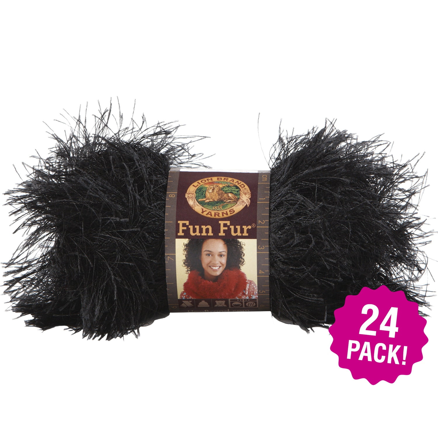 Lion Brand Fun Fur Yarn Black, Multipack of 24