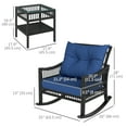 thumbnail image 3 of Outsunny 3 Pieces PE Rattan Rocking Chair Set, Outdoor Rocker Chair, Blue, 3 of 10
