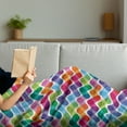 thumbnail image 3 of Colorful Soft Flannel Fleece Blanket, Lively Mixture of Colors with Connected Abstract Triangle Shapes Geometry Design, Cozy Plush for Indoor and Outdoor Use, 50" x 60", Multicolor, by Ambesonne, 3 of 5