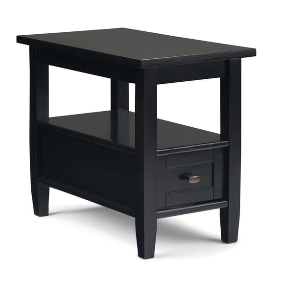 Simpli Home Warm Shaker Solid Wood 14 inch Wide Transitional Narrow Side Table in Distressed Charcoal Brown