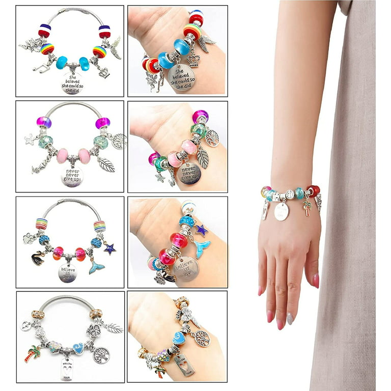 Charm Bracelets Kit with Beads Jewelry Charms Bracelets for DIY Craft  Beautiful Girls Jewelry Making Kit Gifts for Teen Girls 