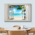thumbnail image 3 of wall26 Glimpse into Sunshine and White Beach Out of Open Window Canvas Wall Art Stretched Canvas Prints - 24" x 36", 3 of 5
