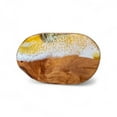 thumbnail image 2 of Yellow Handcrafted Ocean Wave Olive Wood Charcuterie Board - Serving Platter, 2 of 5