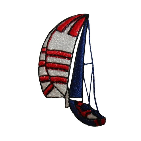 ID 7269 Blue Sail Boat Patch Ship Water Ocean Wind Embroidered Iron On Applique