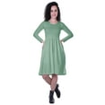 thumbnail image 1 of Moomaya Robe à Manches Longues pour Femmes, Taille Rassemblée, Coupe Décontractée, avec Poches, 1 of 7