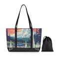 thumbnail image 7 of FORMRS Canvas Laptop Tote Bag for Women with 15.6" Computer Compartments Shoulder Handbag, Floral Mountain, 7 of 7
