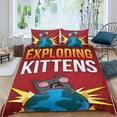 thumbnail image 2 of Gatitos Explosivos Conjunto de sábanas temático, trío de piezas, cómodo y amigable con la piel, diseño único, regalo de decoración para el hogar para familiares, amigos y fans,135cm *200cm, 2 of 6
