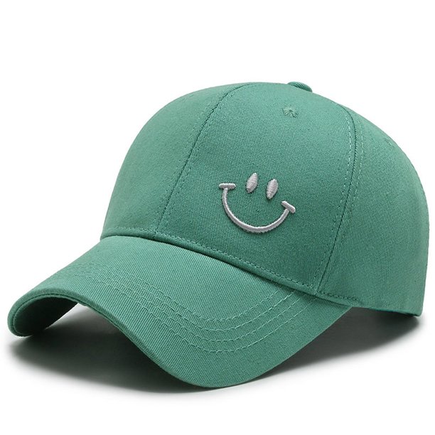 Solid Baseball Cap Women Summer Sunscreen Hat Smile Character Embroidery Casual Adjustable Men Snapback Sunhat Golf Baseball HatAdjustable Gao Jinjia LED