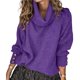 thumbnail image 1 of Suéteres de Punto Grueso Oversize para Mujer, con Cuello Alto, Larga y Corte Holgado, Ideales para el Invierno Púrpura XL, 1 of 8