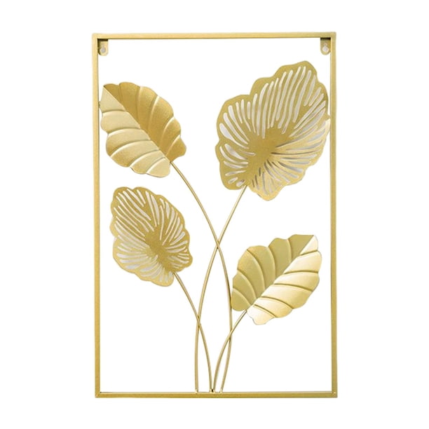 Decoración de pared moderna, adorno decorativo enmarcado, artesanía abstracta de metal para colgar. 4 hojas