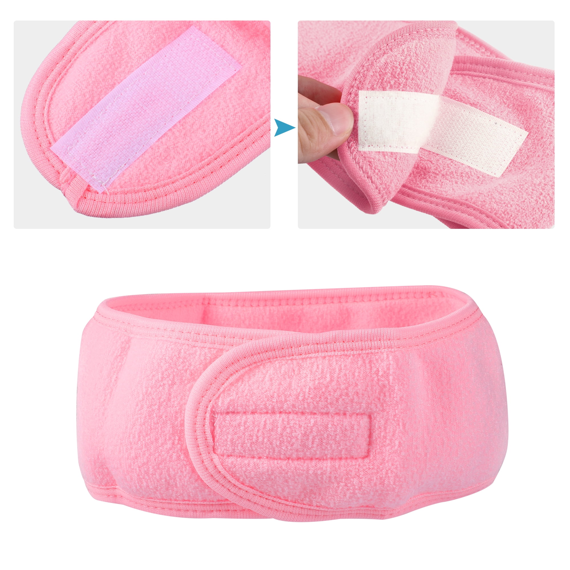 Unique Bargains 4 Pcs Spa Headband for Face Washing and Bathing Light Pink