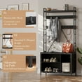 thumbnail image 4 of Hall Tree with Bench and Shoe Storage, 5 in 1 Coat Rack with Shoe Bench, Entryway Furniture with 8 Hooks, Farmfouse Style, 4 of 9