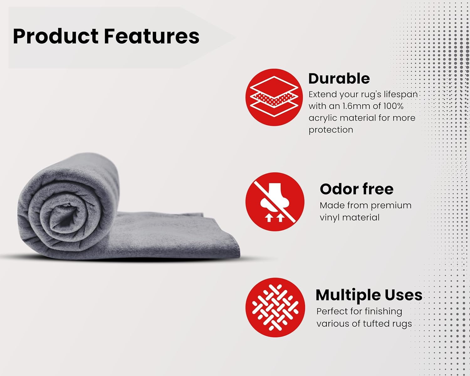 80" x 80" Felt Fabric by The Yard - Ideal for Tufting and Crafting Projects - 1.6mm Thick Acrylic Felt Roll 6.6x6.6 ft
