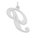thumbnail image 2 of Auriga 925 Sterling Silver Rhodium-plated Fancy Script Letter P Initial Charm for Women (L-32.98 mm, W-13.22 mm), 2 of 7