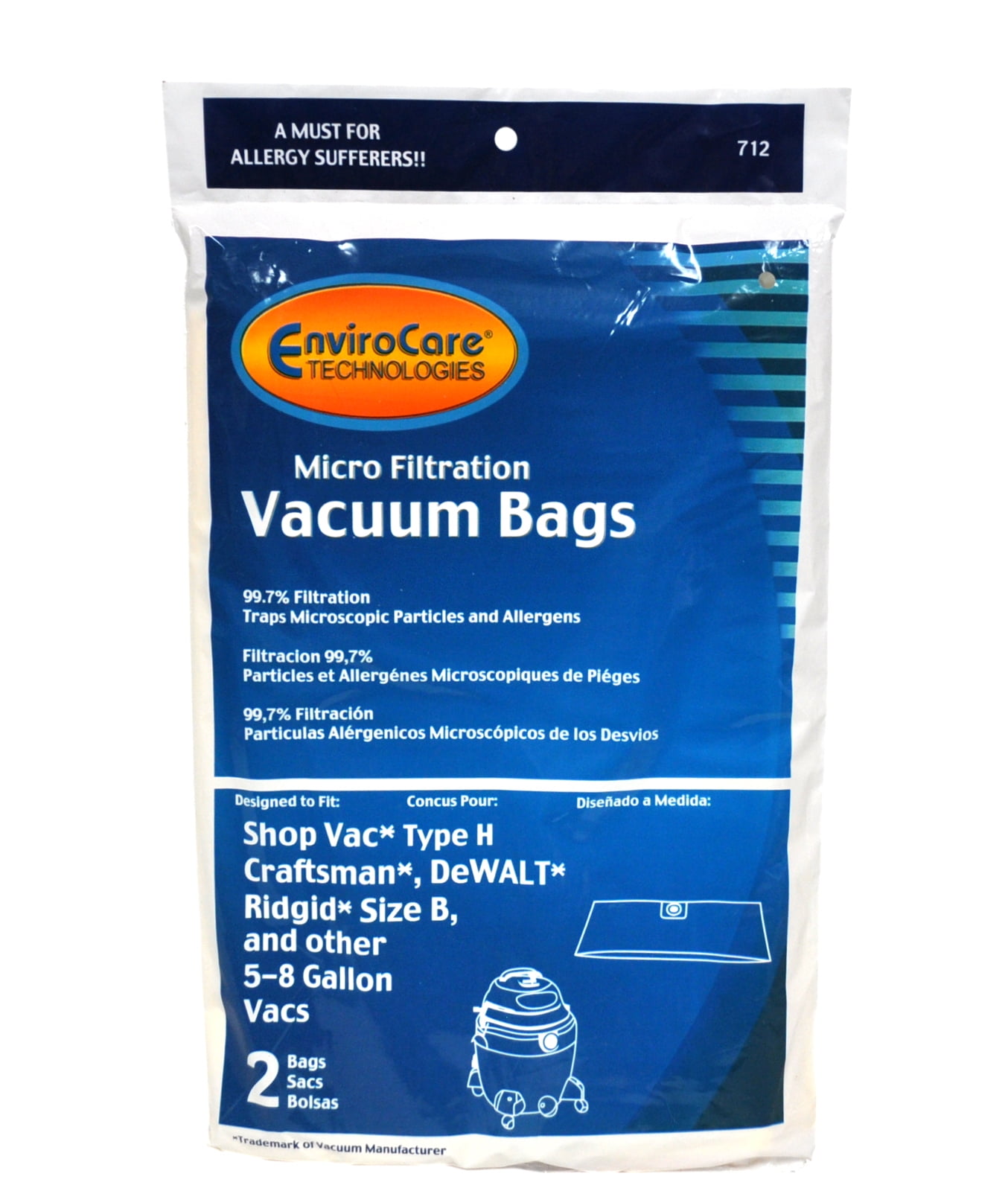 2 Commercial 100564 HEPA 6 Quart Vacuum Bag Fits Proteam Sandia Maste for sale online 