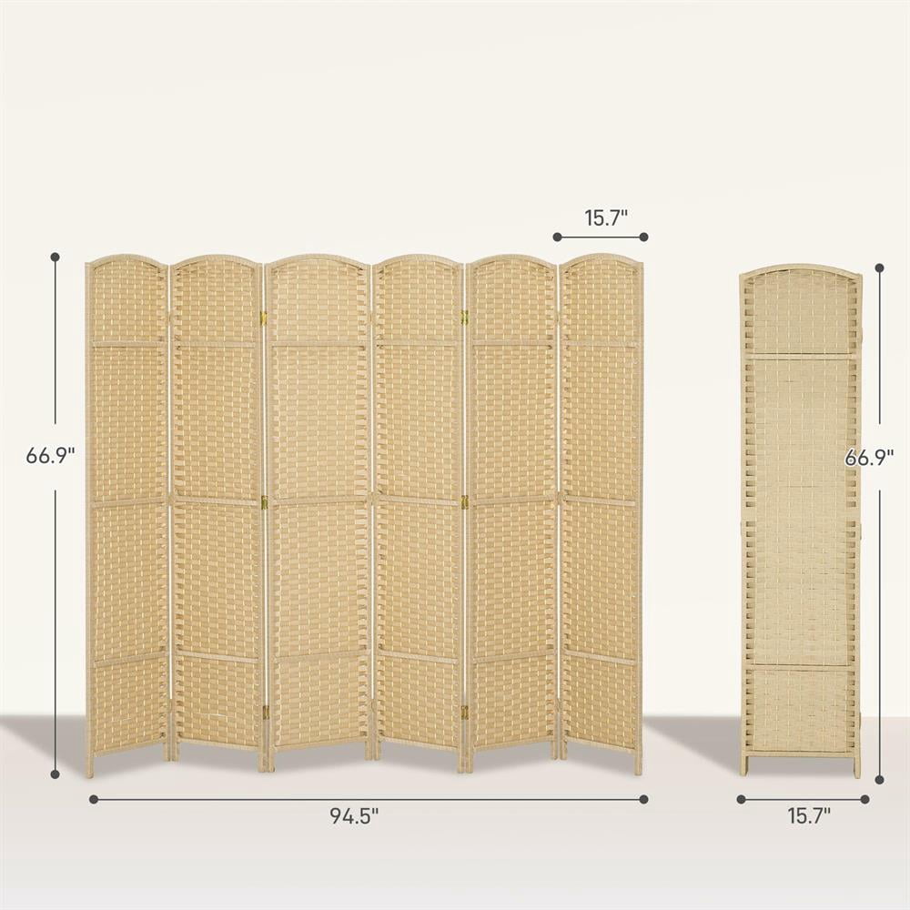 Topcobe Folding Room Divider Screen 6 Panel 5.6' Tall Privacy Screen Freestanding Room Partition for Home Office, Privacy Screen, Partition Room Dividers for Home, Apartment, Beige