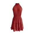 thumbnail image 3 of Beshee Spring Summer Dresses for Women Casual Sleeveless Pleated Speed Waist Sexy Mid Length Dress Womens Dresses Red XL, 3 of 5