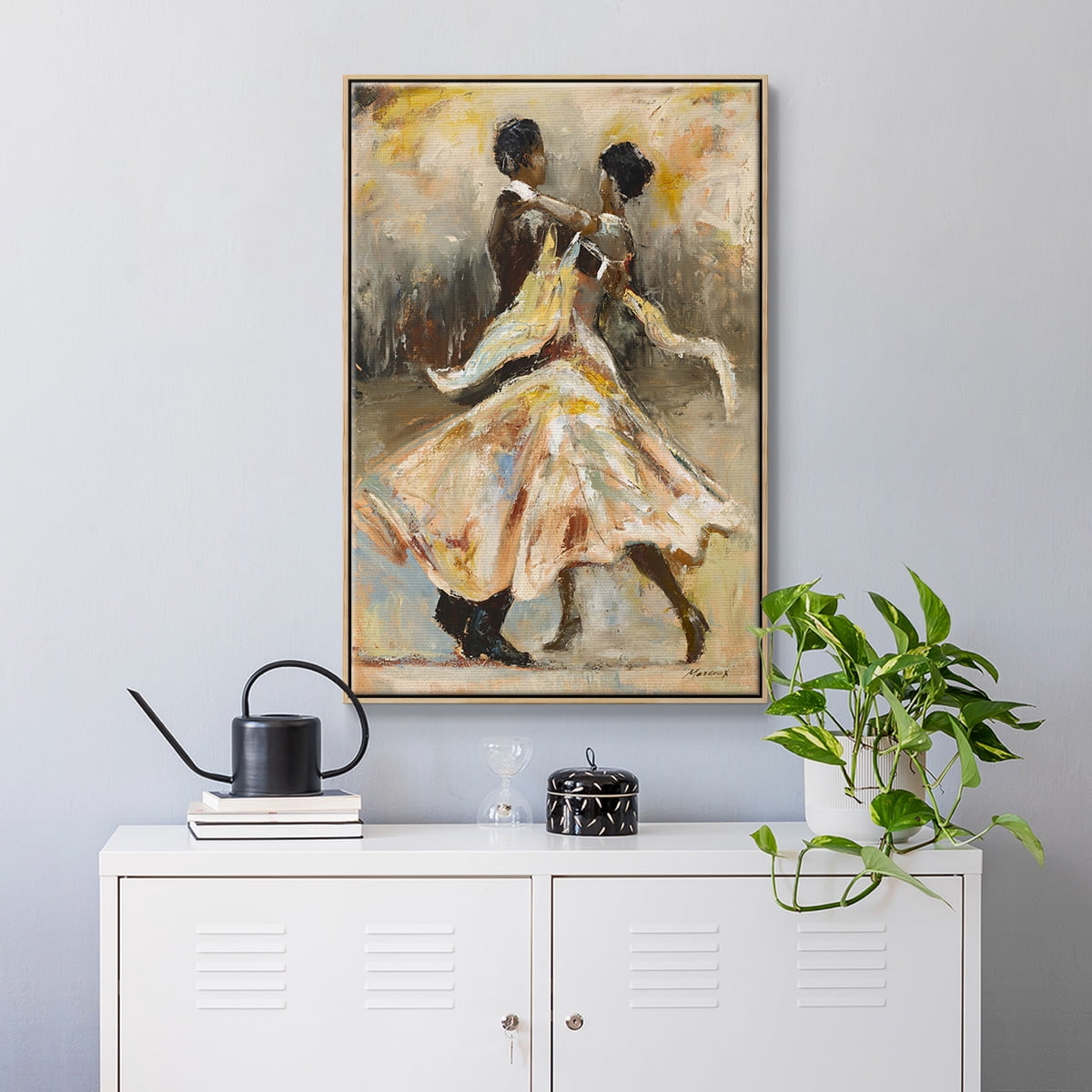Night Out Framed Premium Gallery Wrapped Canvas - Ready to Hang - 27 x 41 - Natural Wood Floating Frame